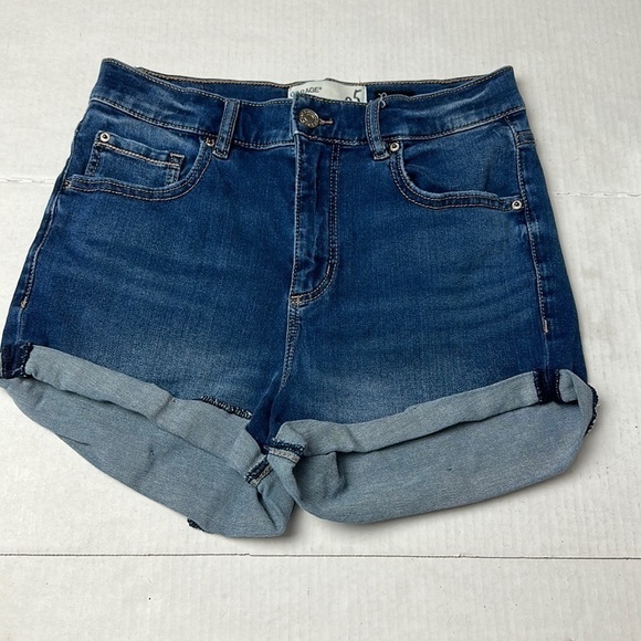 Garage denim cuffed high rise shorts - Picture 1 of 6